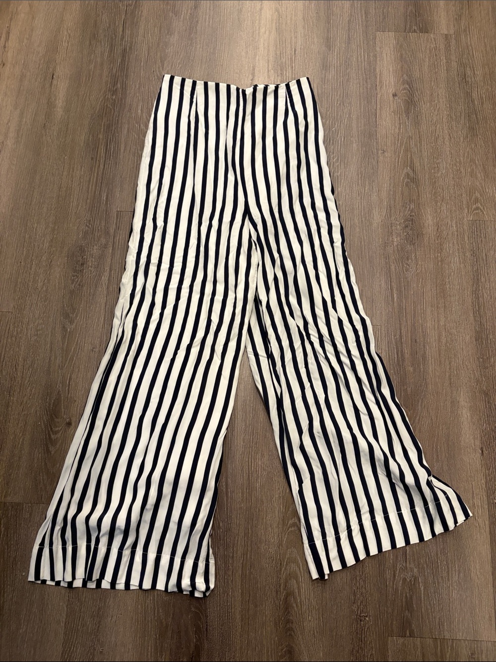 Staud Nautical Striped Pull on Wide Leg Flowy Pants Size Small